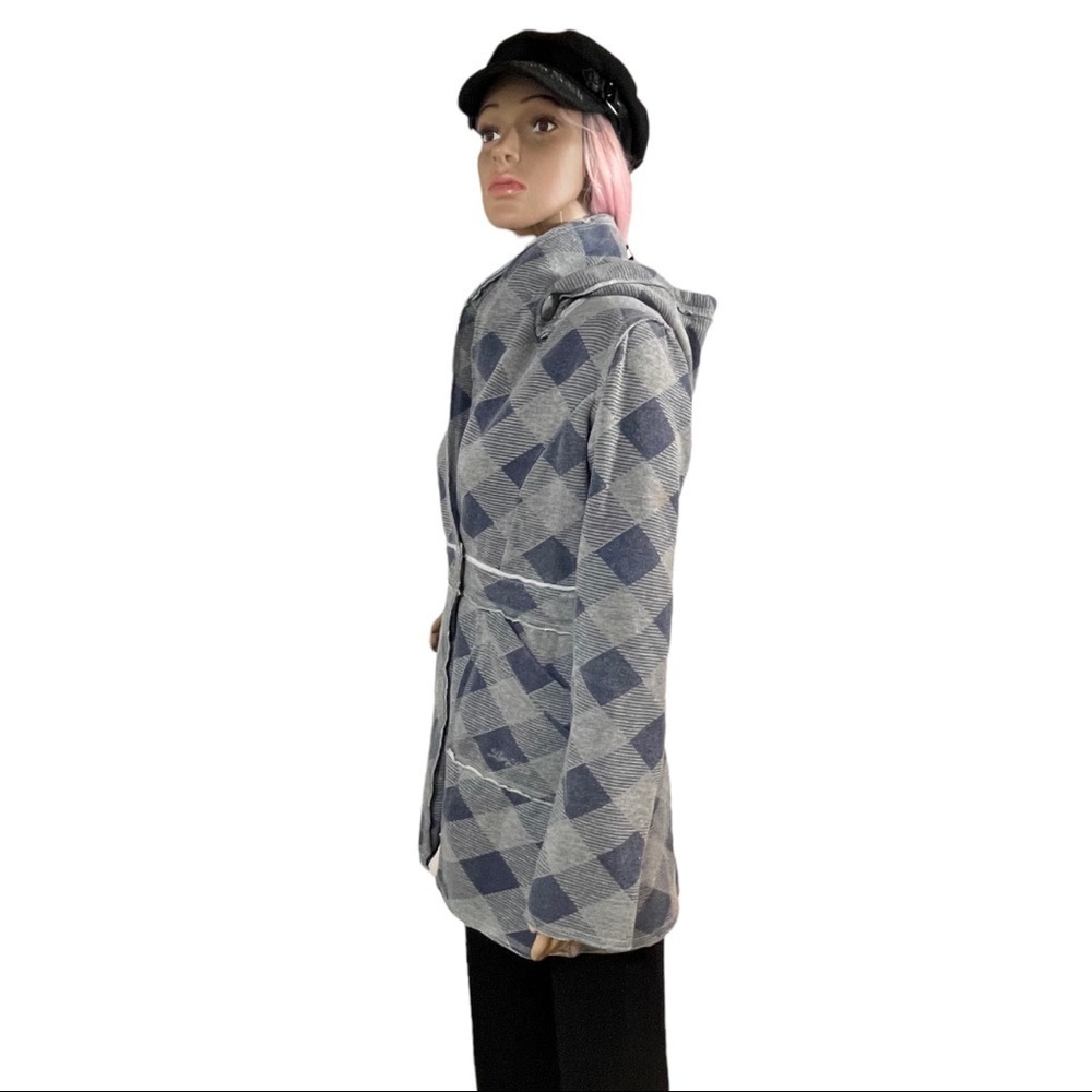 Lucy Love Gray & Blue geometric pattern hooded jacket - Picture 7 of 12